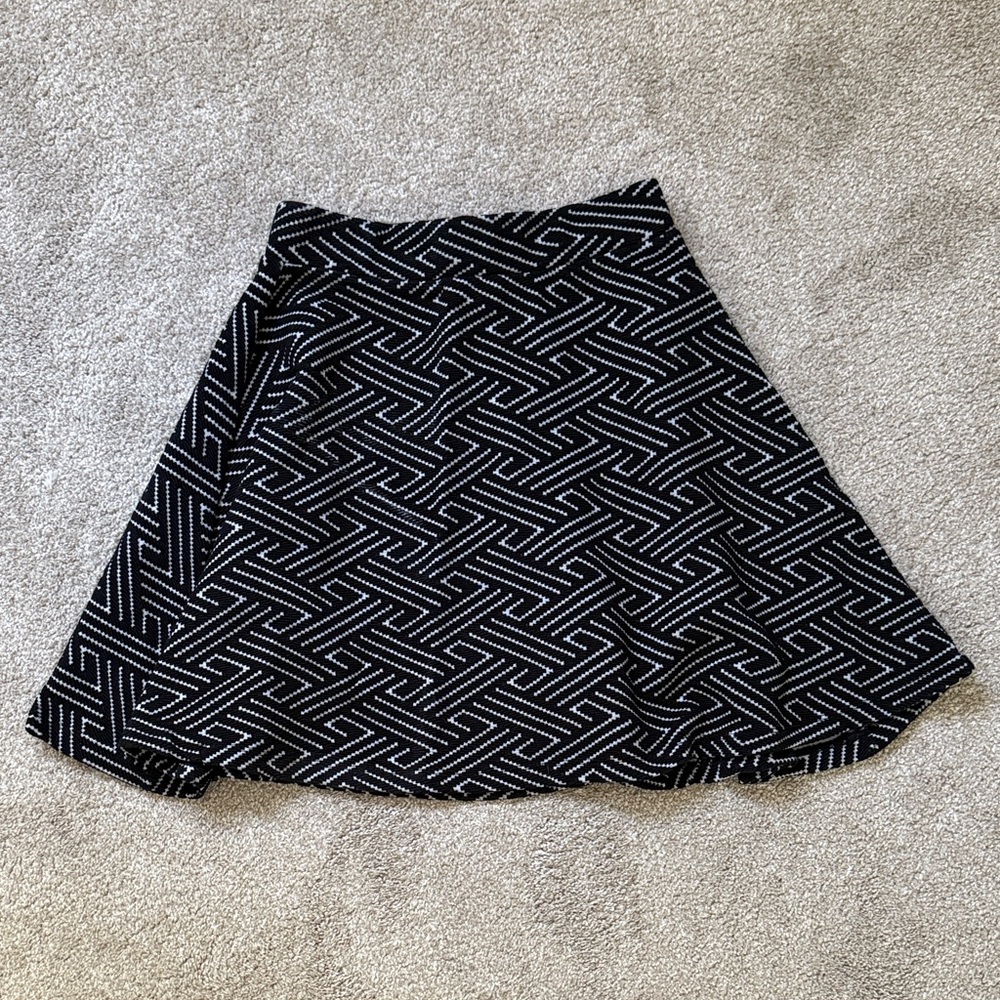 Superdry Black and White Geometric A-Line Skirt